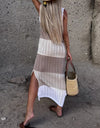 Slit Color Block Wide Strap Cover Up