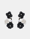 Rhinestone PU Leather Flower Earrings