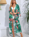 Floral Tie Waist Duster Cover Up