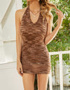 Angel Wings Heathered Halter Mini Cover Up Dress