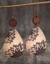 Wooden Iron Hook Dangle Earrings