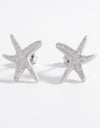 925 Sterling Silver Inlaid Zircon Starfish Earrings