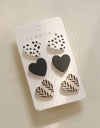 3 Piece Acrylic Heart Stud Earrings