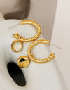 Rope Cat's Eye Stone C-Hoop Earrings