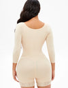 Full Size Zip Up Lace Detail Long Sleeve Shapewear