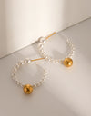 Stainless Steel Synthetic Pearl C-Hoop Earrings