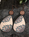 Wooden Iron Hook Dangle Earrings