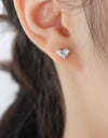 Titanium Steel Zircon Heart Stud Earrings