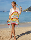 Angel Wings Cutout Striped Cover-Up with Tassel