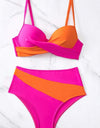 Contrast Sweetheart Neck Bikini Set