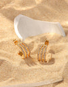 Stainless Steel Inlaid Zircon C-Hoop Earrings