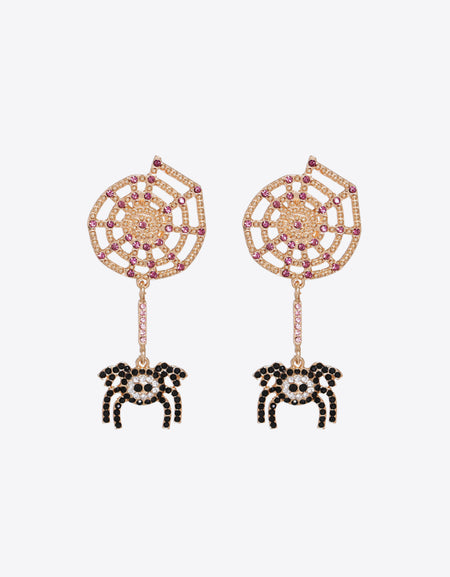 Spider Rhinestone Alloy Earrings