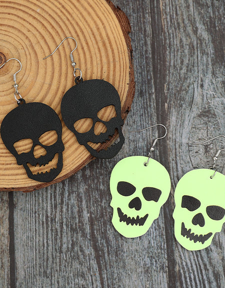 2 Piece PU Leather Skull Dangle Earrings