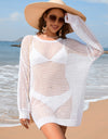 Backless Boat Neck Long Sleeve Cover Up