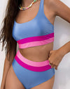 Contrast Scoop Neck Two-Piece Swim Set