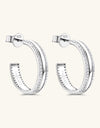 925 Sterling Silver Inlaid Moissanite C-Hoop Earrings