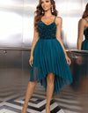 Sequin Spaghetti Strap High-Low Dress