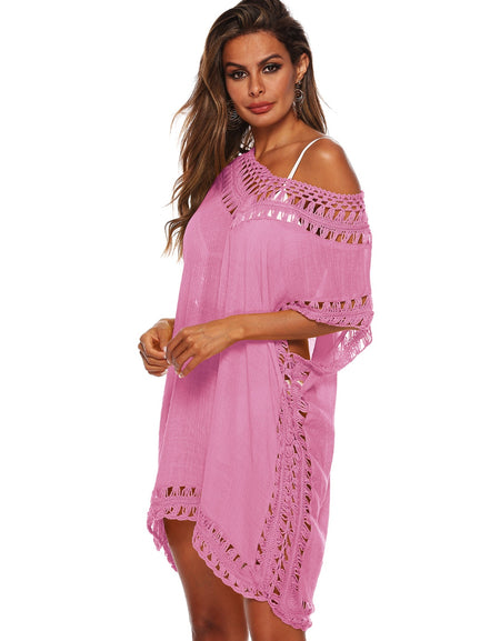 Cutout V-Neck Short Sleeve Cover-Up