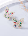 Alloy Inlaid Rhinestone Butterfly Earrings