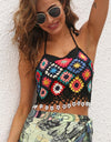 Geometric Halter Neck Swim Top