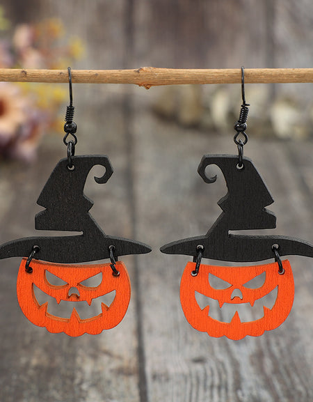 Wooden Pumpkin Shape Earrings