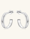 925 Sterling Silver Inlaid Moissanite C-Hoop Earrings