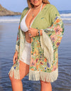 Plus Size Fringe Open Front Cover-Up