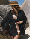 Embroidered Open Front Long Sleeve Cover Up