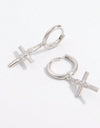 925 Sterling Silver Zircon Cross Earrings