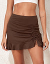 Ruched Elastic Waist Swim Skirt