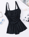 Ruched Square Neck Sleeveless One-Piece Swimwear