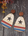 Cutout Star & Stripes Wooden Dangle Earrings