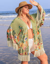 Plus Size Fringe Open Front Cover-Up