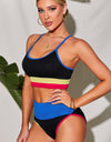 Color Block Spaghetti Strap Two-Piece Swim Set