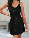 Full Size Sequin V-Neck Mini Cami Dress