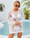 Angel Wings Sequin Star Round Neck Long Sleeve Cover Up