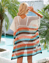 Angel Wings Cutout Striped Cover-Up with Tassel