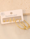 3 Piece Gold-Plated Stainless Steel Earrings