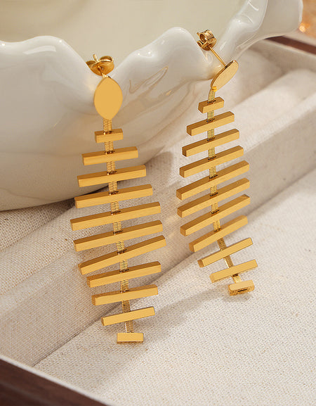 Titanium Steel Fishbone Shape Earrings