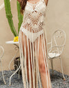 Cutout Fringe Scoop Neck Cover-Up