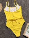 Ribbed Tie Waist One-Piece Swimsuit