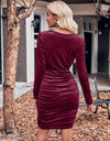 Glitter Ruched Cowl Neck Wrap Dress