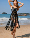 Fringe Openwork Spaghetti Strap Cover-Up