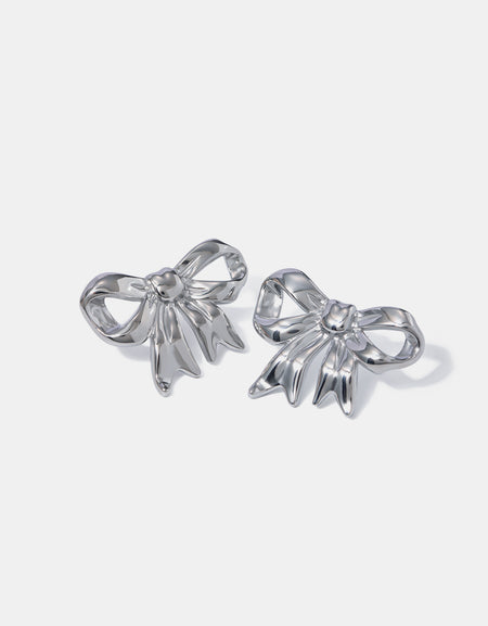 Stainless Steel Bow Stud Earrings