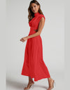 Cutout Mock Neck Sleeveless Ruched Dress