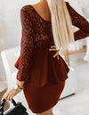 Lace Detail Long Sleeve Mini Dress