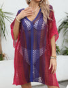 Openwork Contrast V-Neck Cover-Up