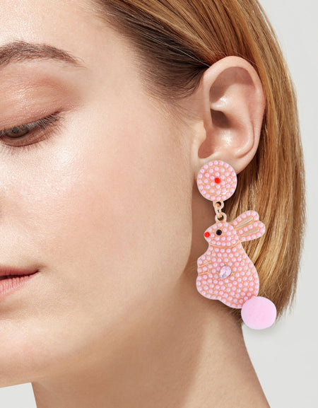 Synthetic Pearl Alloy Rabbit Dangle Earrings