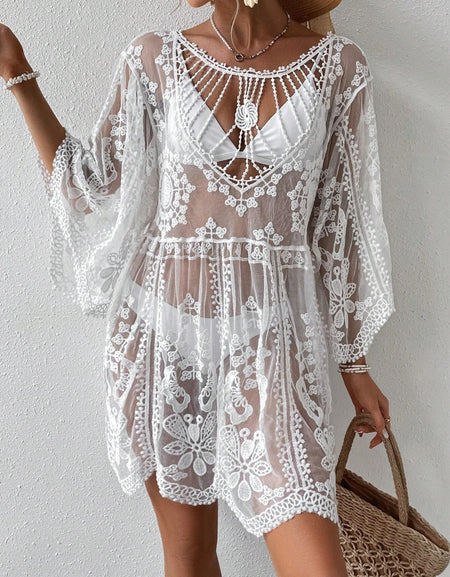 Lace Round Neck Cover-Up