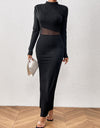 Honey Slit Mock Neck Long Sleeve Maxi Dress